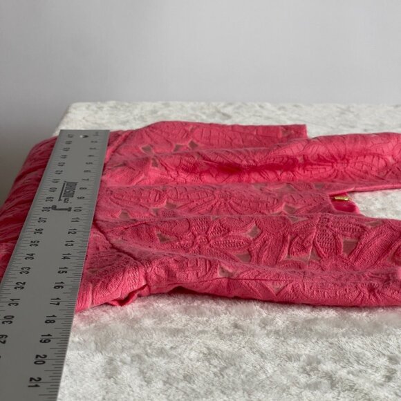 Trina Turk Womens Floral Lace Sleeveless Pleated Dress Size 10 Pink Zip Back - Picture 9 of 11